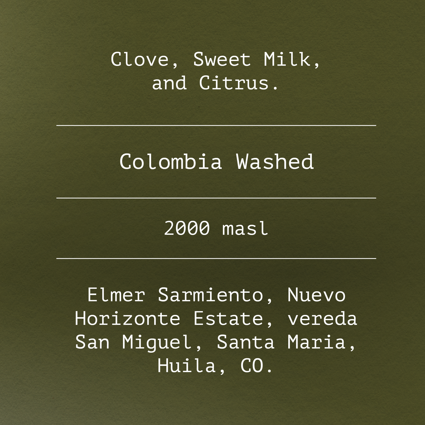 Colombia Washed By Elmer Sarmiento